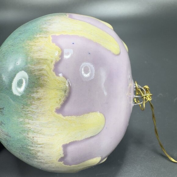 Hand Made Studio Pottery Ornament Hanging Orb Figurine Drip Flambe Glaze VTG - Picture 7 of 13
